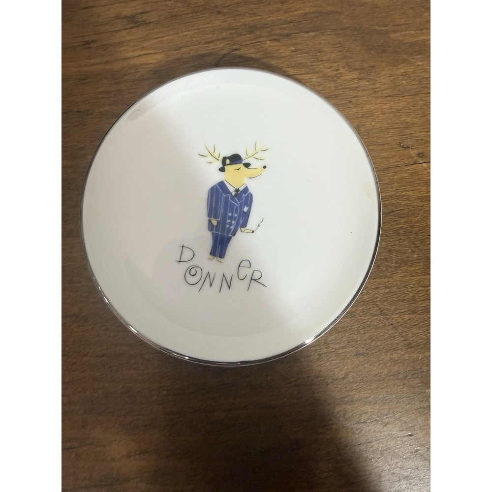 Pottery Barn- Donner REINDEER 4" Individual Mini‎ Plate Coaster Porcelain Mint